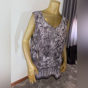 Silver Studded Accents, Black-Gray-White Top